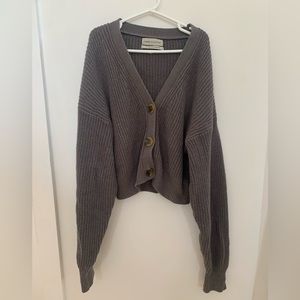 Urban Outfitters dark grey cropped knit cardigan - Size S